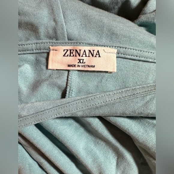 Zenana Long Sleeve Jersey Swing T-Shirt Dress with Side Pockets Dusty Teal XL - Picture 7 of 9